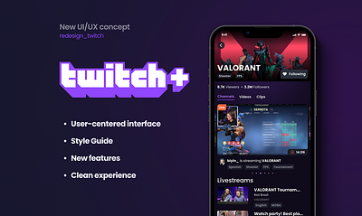 Twitch+ Concept app app design category page lives livestream profile redesign streaming twitch ui user experience user interface ux web