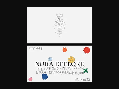 Nora Efflore business cards adobe illustrator art artwork brand branding business card card clean colors creative design doodle flat flowers hand drawn identity illustration lines logo vector