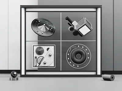 Shapes and Shades of Gray - 03 3d 3d art 3d design 3d designer 3d illustration black and white blender cinema 4d cinema4d creative design geometric graphic design hero illustration octane render shape ui web