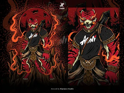 Fire Tiger - T-shirt Illustration cloth clothing clothing brand dark dark art fire vector illustration illustrator merch merchandise moon poster poster art t shirt design t shirt illustration t shirt merch t shirt merchandise tiger art tiger illustration tiger vector