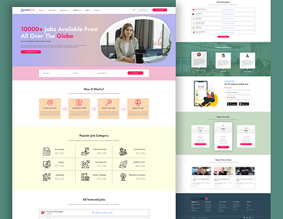 JobHunts - A Job Searching Website app branding graphic design illustration job hunts job searching website landing page logo mobile app mock up design searching job trendy design typography ui ux vector web design