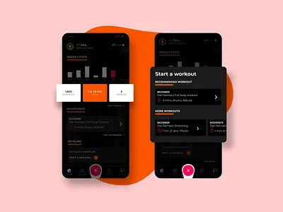 Fitness App - Start Workout - 1/1 2d app app design branding design fitness graphic design health illustration logo mobile orange ui uiux ux web web design workout