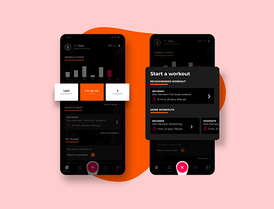 Fitness App - Start Workout - 1/1 2d app app design branding design fitness graphic design health illustration logo mobile orange ui uiux ux web web design workout