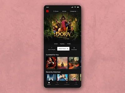 Streaming Service App Home-screen design replica figma figma design homescreen mobile app design netflix design ui ui design ui ux design