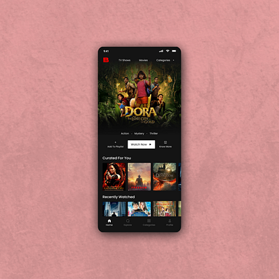 Streaming Service App Home-screen design replica figma figma design homescreen mobile app design netflix design ui ui design ui ux design