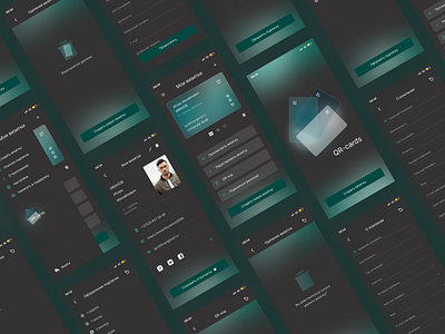 Mobile app design 'QR-cards' app design graphic design illustration ios mobile mobile app qr bussiness cards qr cards qr code ui uiux design user interface ux web design