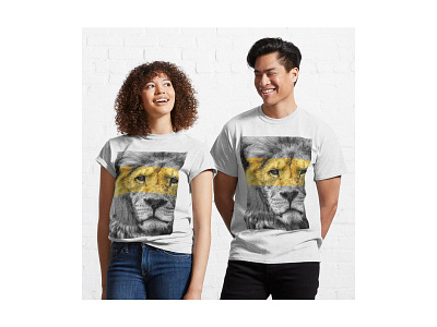 Black-Yellow Lion Face T-SHIRT (buy on NIKI2 redbubble) 3d animal animation branding design graphic design illustration king lion logo love motion graphics nature new niksa trees trend ui