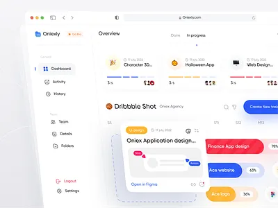 Oniexly Task Management Dashboard 🤘🔥 - Light mood 3d 3d art app app design branding dashboard dashboard design design graphic design mobile mobile app motion graphics task management task management dashboard ui user interface ux web design website website design