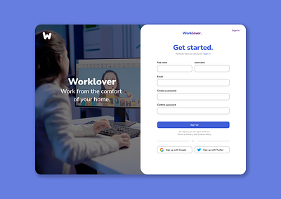 DailyUI - #001 - Sign Up Page dailyui design design ui landing page portfolio sign up ui ui design