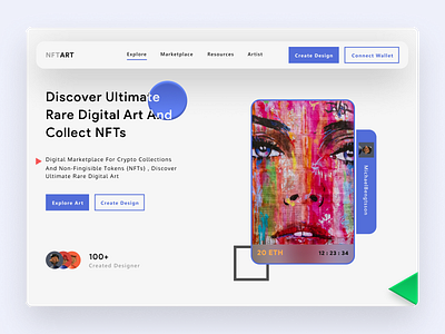 NFT Website Landing Page blockchain branding design icon illustration nft typography ui uiux ux vector