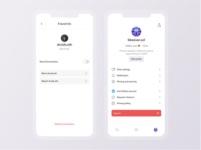 Radius dApp- User profiles branding connect crypto dao dapp defi design illustration logo messaging mockup purple social ui uiux vector wallet web3