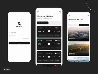 ⚪️ Airline travel app airline app branding design flight flights graphic design illustration login logo mobile modern travel ui ux vector