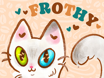 Frothy Portrait Detail cafe cat cute digital painting illustration kawaii portrait