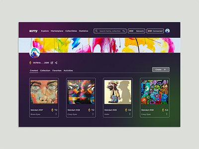 NFT Creator Profile Page dashboarddesign design nft ui web 3 design web design