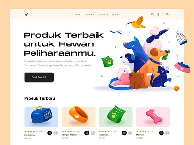 Ecommerce Page for Pet Shop Product birds cats color design desktop digital dogs drawing ecommerce illustration landing landing page pet shop pets texture ui ui ux ux website