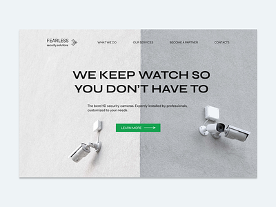 Landing page concept for security company design ecommerce figma graphic design gray inspiration interface landing page security security cameras security company ui ui design uiux ux design