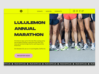 Running marathon landing concept design ecommerce figma graphic design interface jog jogging landing page marathon run running sport ui ui design uiux ux design webdesign