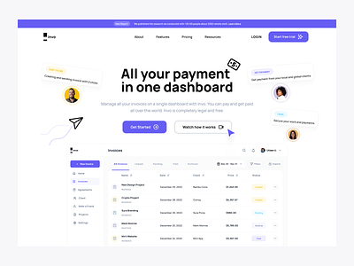 Invo - Landing Page Hero hero homepage invoice landing landing page landing page design landing page hero landing page ui saas landing page ui ui design ux ux design web website website hero
