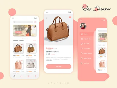 Bag Shopper - App Concept bags branding design illustration lady mobile application pastel shades shopping ui user experience ux