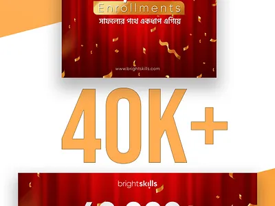 40,000+ Enrollments Celebration Banner Design banner branding graphic design illustration logo poster social media square banner typography vector