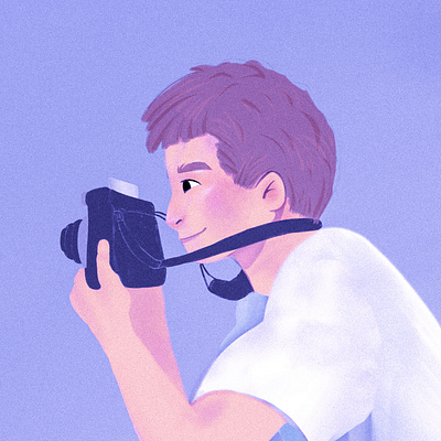 The boy with Polaroid illustration