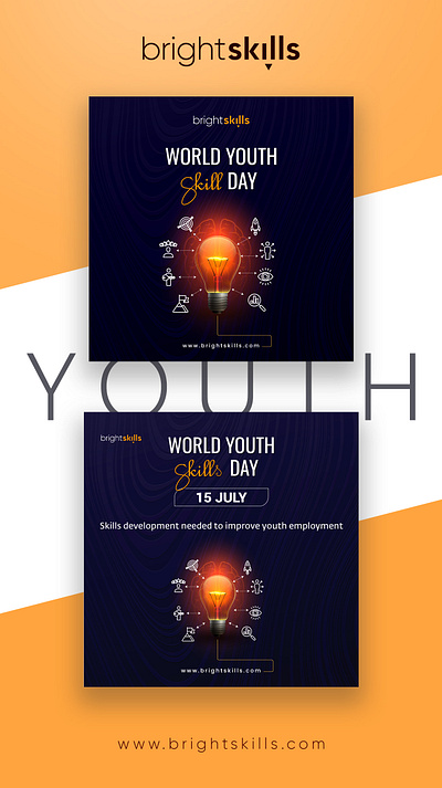 World Youth Skill Day Banner banner branding course launching design graphic design illustration poster social media social media banner social media poster template ui