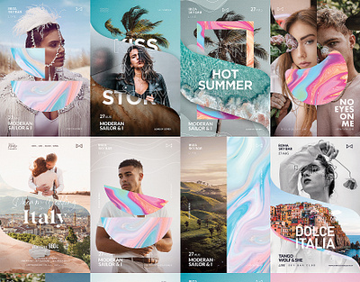 Face and Color Poster Series advertising branding color design dj envato face flyer graphic design photography poster summer template