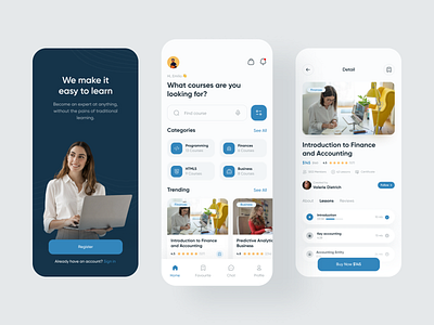 Online Course Mobile App adrian app application coruse courses design figma gancarek graphic design learning mobile ui uidesign ux wroclaw wrocław