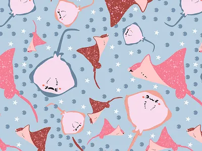 Batoids Pattern Design animal illustration batoids design fashion design graphic design illustration pattern pattern design sea sea illustration stars vector vector art