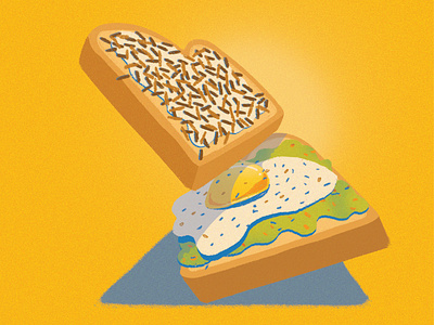 Toast: then and now adobe art avocado toast breakfast childhood corporate art design editorial editorial illustration graphic design illustration nostalgia photoshop texture toast