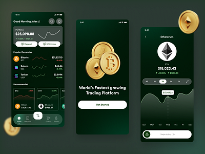 Crypto Trading App - UI Design crypto crypto animation crypto app crypto investment crypto mobile app crypto trading crypto ui crypto wallet cryptocurrency latest ui latest ui design nft nft project trading trading app trending trending ui ui design visual design