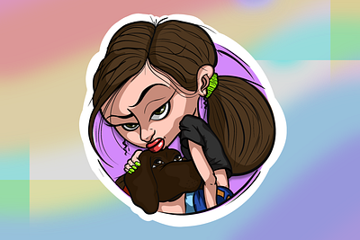 Girls with pet cartoon character colors illustration procreate