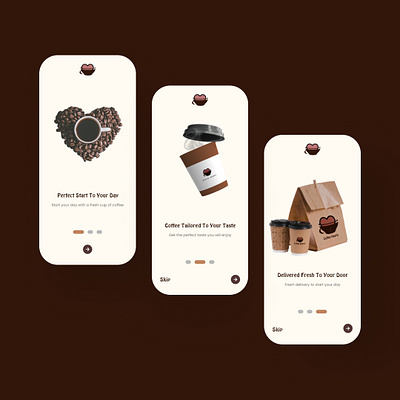 COFFEE SHOP MOBILE SPLASH SCREENS branding cofee graphic design interaction design logo mobile product design splash screens ui uiux ux design