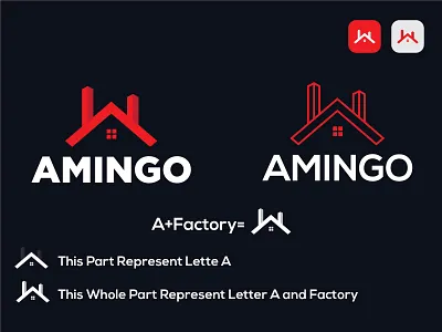 A Letter and Factory creative combination logo design concept. a letter logo alphabet logo design app logo branding combination mark logo creative logo design graphic design illustration letter mark logo logo logo design idea logo inspiration minimal logo modern logo new logo red logo trending logo trendy logo vector