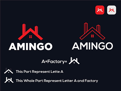 A Letter and Factory creative combination logo design concept. a letter logo alphabet logo design app logo branding combination mark logo creative logo design graphic design illustration letter mark logo logo logo design idea logo inspiration minimal logo modern logo new logo red logo trending logo trendy logo vector