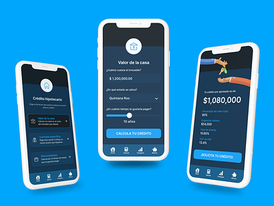 App Crédito Hipotecario | UI aplicación bancaria app bank app calculator calculator ui dailyui high fidelity ui ui banco ui mexico ui ux banco uiux ux wireframe