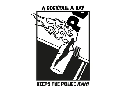A COCKTAIL A DAY black bw cocktail drawing graphic design illustration letter molotov poster white