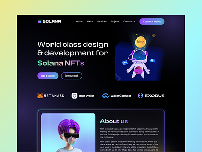 solana 3d clean ui crypto cryptoart ethereum futuristic glassmorphism header exploration illustration landing page minimal nft nfts token ui