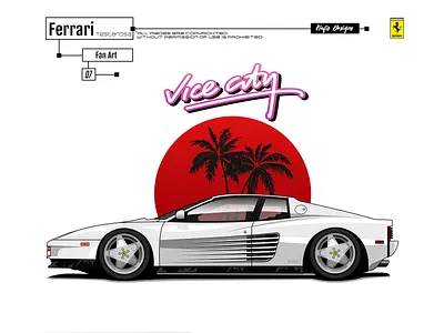 Ferrari Testarossa Illustration art bangali bangladesh bd car art car illustration car vector design dhaka digital art ferrari ferrari vector gta v illustration testarosa vector art vice city