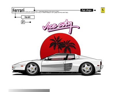 Ferrari Testarossa Illustration art bangali bangladesh bd car art car illustration car vector design dhaka digital art ferrari ferrari vector gta v illustration testarosa vector art vice city