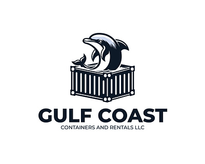 Dolphin in Container Logo emblem
