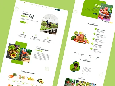 Organic food landing page branding ecommerce food and drink food delivery food delivery application foodie homepage landing page minimal minimalism mockup organic food organick typography
