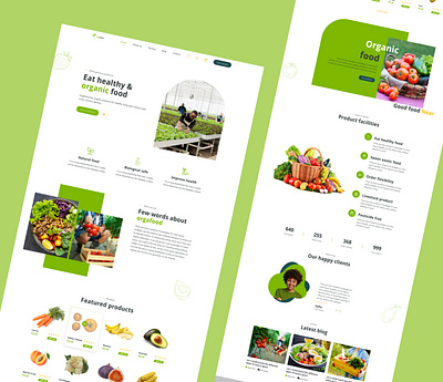 Organic food landing page branding ecommerce food and drink food delivery food delivery application foodie homepage landing page minimal minimalism mockup organic food organick typography