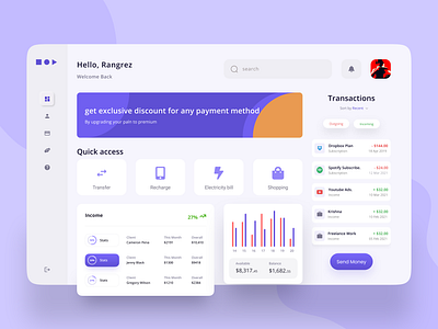 Fintech dashboard app app web bank banking branding dashboard design financial fintech fintech dashboard homepage illustration logo mobile ui money transfer ui ui ux ui design ui web design web ui