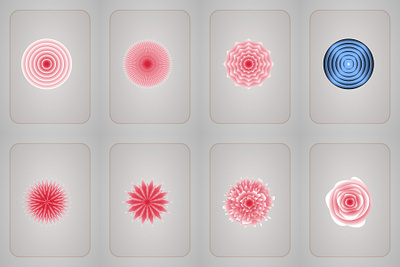 Different types of circles like flowers rose flowers