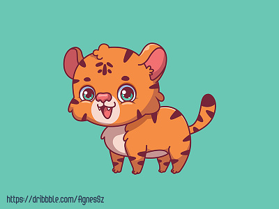Illustration of a cartoon tiger animal cartoon character cute design funny happy illustration tiger
