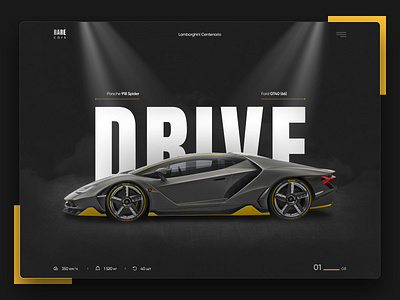 Concept main screen "RARE cars" design figma ui ux web web site design