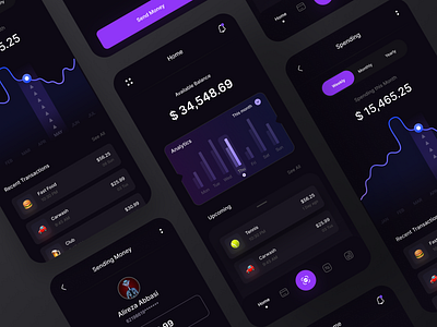 Finance Mobile App Concept in Dark Mode app bank bank account bank app banking cashapp credit card finance finance app financial financial ap fintech mobile mobile app mobile bank money managment money transfer paypal transaction