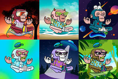 soaring monkey illustration nft nftart soaring monkey рисунки