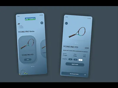 Yonex VCORE PRO - Tennis Rackets app app design figma illustration mobile responsive tennis ui ux web design yonex